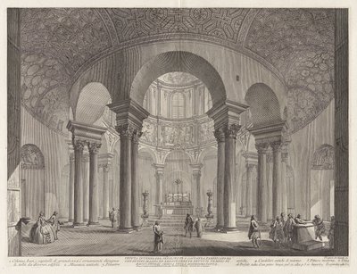 Szent Costanza síremlékének belső nézete, amelyet Nagy Konstantin építtetett, és tévesen Bacchus templomának neveztek, ma ugyanazon szent temploma alkotó: Giovanni Battista Piranesi