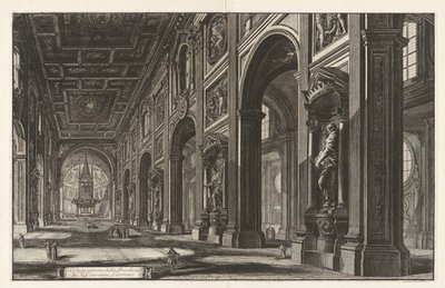 A San Giovanni in Laterano-bazilika belső nézete, a „Vedute di Roma” sorozatból alkotó: Giovanni Battista Piranesi