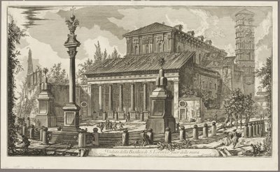 Kilátás a S. Lorenzo fuori delle Mura-bazilikára [S. Lorenzo a falakon kívül], a Róma kilátásaiból alkotó: Giovanni-Battista Piranesi