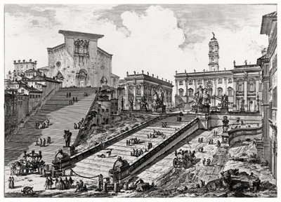 Kilátás a Capitolium-hegyre, a "Róma kilátásai" sorozatból, 1760 körül alkotó: Giovanni Battista Piranesi