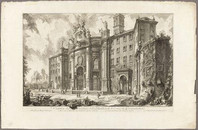 Kilátás a gerusalemme-i S. Croce-bazilika [a jeruzsálemi Szent Kereszt] homlokzatára, a Római kilátásból alkotó: Giovanni Battista Piranesi