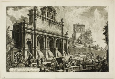 Kilátás az Acqua Paola szökőkútjára a Monte Aureo-n, a Views of Rómából alkotó: Giovanni Battista Piranesi