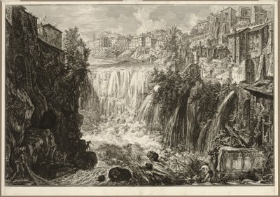 Kilátás a Tivoli Grand Cascade-jára, a Views of Rome-ból alkotó: Giovanni-Battista Piranesi
