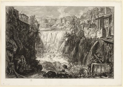 Kilátás a Tivoli Grand Cascade-jára, a Views of Rome-ból alkotó: Giovanni Battista Piranesi