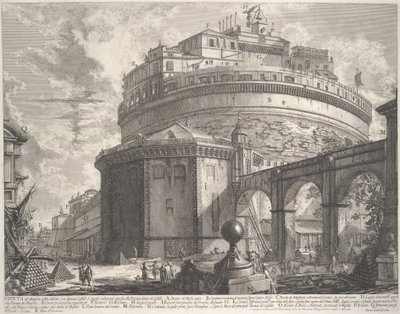 Kilátás Hadrianus császár mauzóleumára, amelyet ma Castel S. Angelonak hívnak..., kb. 1756. alkotó: Giovanni Battista Piranesi