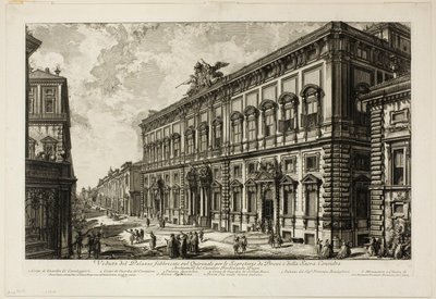 Kilátás a Pápai Titkárságnak otthont adó Quirinal-i Palazzo della Consultára a Római kilátásból alkotó: Giovanni Battista Piranesi