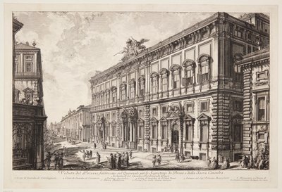 A Quirinale dombon álló Palazzo della Consulta, a pápai titkárság székhelyének látképe alkotó: Giovanni Battista Piranesi