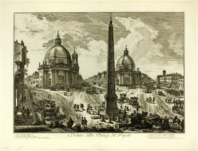 Kilátás a Piazza del Popolo-ra, a Római kilátásból alkotó: Giovanni Battista Piranesi