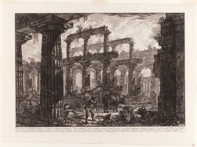 Kilátás a Neptunusz-templom Cella maradványaira, Paestum különböző kilátásaiból alkotó: Giovanni Battista Piranesi