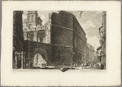 Kilátás a Forum of Nerva maradványaira, a Római kilátásból alkotó: Giovanni Battista Piranesi