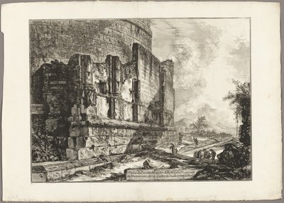 Kilátás a Plautiak sírjának maradványaira a Via Tiburtinán, a Ponte Lugano közelében, két mérföldre Tivolitól, a Views of Rome oldalról alkotó: Giovanni-Battista Piranesi