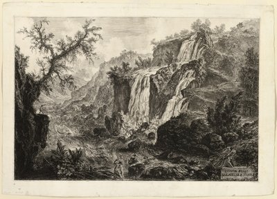 Kilátás a kis vízesésre és a Rapids-re, Tivoli, a Views of Rome-ból alkotó: Giovanni Battista Piranesi