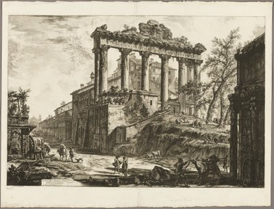 Kilátás az úgynevezett Concord-templomra, a Views of Rome oldalról alkotó: Giovanni-Battista Piranesi