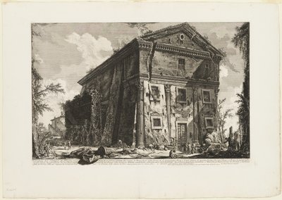 Kilátás a Bacchus-templomra, ma S. Urbano templomra, két mérföldre Rómától, a Porta S. Sebastiano-n túl, a Views of Rome-ból alkotó: Giovanni Battista Piranesi