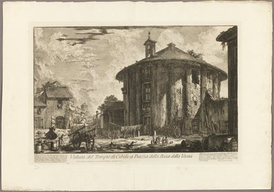 Kilátás a Cybele-templomra a Bocca della Verità téren, a Római kilátásból alkotó: Giovanni Battista Piranesi