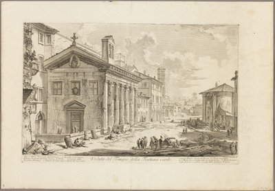 Kilátás a Fortuna Virilis templomra. Jelenleg az örmény S. Maria Egiziaca templom, a Views of Romeból alkotó: Giovanni Battista Piranesi