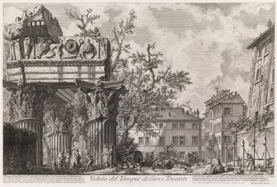 Vespasianus és Titus templomának látképe, amelyet Jupiter Tonans templomának neveznek, a Vedute di Roma sorozatból alkotó: Giovanni Battista Piranesi