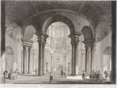 Szent Costanza sírboltjának belső nézete, amelyet Nagy Konstantin építtetett, és tévesen Bacchus templomának neveztek, ma Szent Costanza temploma. alkotó: Giovanni Battista Piranesi