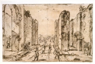 Kilátás a Herculaneum-kapun át, Pompeji alkotó: Giovanni Battista Piranesi