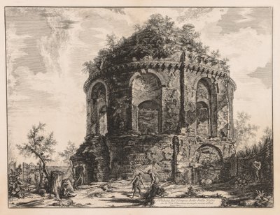 Róma látképe: Az úgynevezett Tempio della Tosse, Tivoli közelében, 1763. alkotó: Giovanni Battista Piranesi
