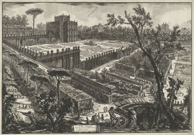 Villa Doria Pamphili Rómában Panfili villa a Porta S. Pancrazio előtt (cím az objektumon) Gezichten op Rome (sorozat címe) Róma látképei, amelyeket Giambattista Piranesi építész, Ve (nez) iano tervezett és vésett (sorozat címe) alkotó: Giovanni Battista Piranesi