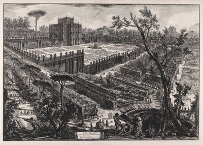 Villa Panfili a Porta San Pancrazio mellett (Villa Pamphilj a Porta San Pancrazio mellett), a Vedute di Romától (Római kilátás) alkotó: Giovanni Battista Piranesi