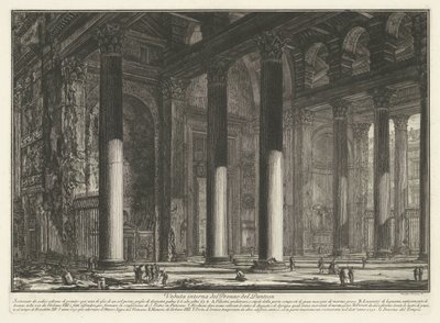 Voorportaal van het Pantheon te Róma A Pantheon Pronaosz belső képe (cím a tárgyon) Gezichten op Rome (sorozat címe) Róma kilátásai, amelyeket Giambattista Piranesi építész, Ve (nez) iano tervezett és vésett (sorozat címe) alkotó: Giovanni Battista Piranesi