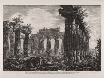 Az úgynevezett Anfictions Kollégium belső nézete, a „Különböző nézetek ... Pesto városáról” című műből (Különböző nézetek ... Paestum városáról) alkotó: Giovanni Battista Piranesi