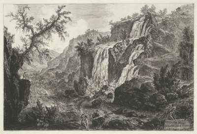 Watervallen te Tivoli Kilátás a Cascatelle-re Tivoliban (cím az objektumon) Gezichten op Rome (sorozat címe) Róma látképei, amelyeket Giambattista Piranesi építész, Ve (nez) iano tervezett és vésett (sorozat címe) alkotó: Giovanni Battista Piranesi