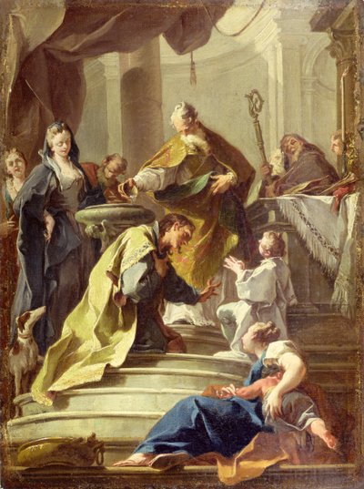 Szent Dánielt keresztelő Szent Prosdocimus (olaj, vászon) alkotó: Giovanni Battista Pittoni