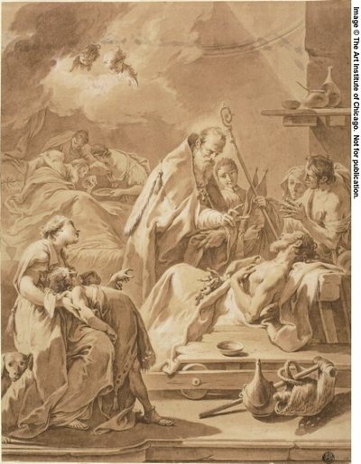 Szent Gilbert meglátogatja a betegeket alkotó: Giovanni Battista Pittoni the Younger