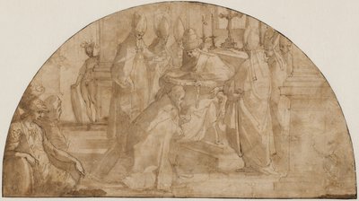 Püspökké szentelő pápa: lunettára való tanulmány alkotó: Giovanni Battista Ricci
