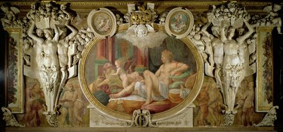 Danae, dekorációs séma részlet az I. Ferenc Képtárban, 1530-40 freskó alkotó: Giovanni Battista Rosso Fiorentino