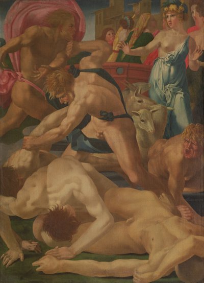 Mózes Jethro lányait védi, 1523 körül alkotó: Giovanni Battista Rosso Fiorentino