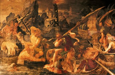 Tengeri harc, I. Ferenc freskó Galéria, Chateau de Fontainebleau (az UNESCO világörökség része). alkotó: Giovanni Battista Rosso Fiorentino