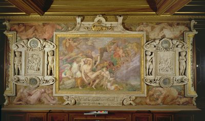 Adonis halála, az I. Ferenc Képtár dekorációs sémájának részlete, 1530-40 freskó és stukkó alkotó: Giovanni Battista Rosso Fiorentino
