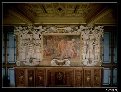 Trója vagy Catania kifosztása, az I. Ferenc Képtár dekorációs sémájának részlete (1494-1547) 1535-40 (freskó és stukkó) alkotó: Giovanni Battista Rosso Fiorentino
