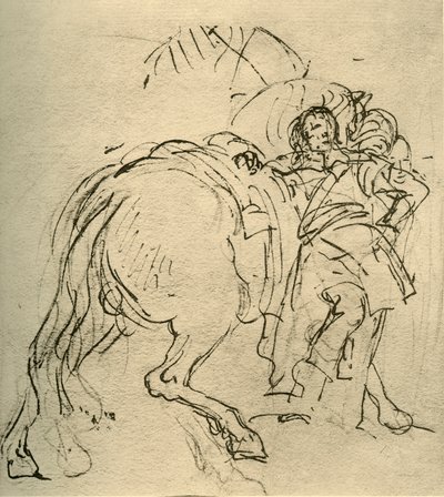 Egy lovas lovára támaszkodva, 1740-es évek, 1928 alkotó: Giovanni Battista Tiepolo
