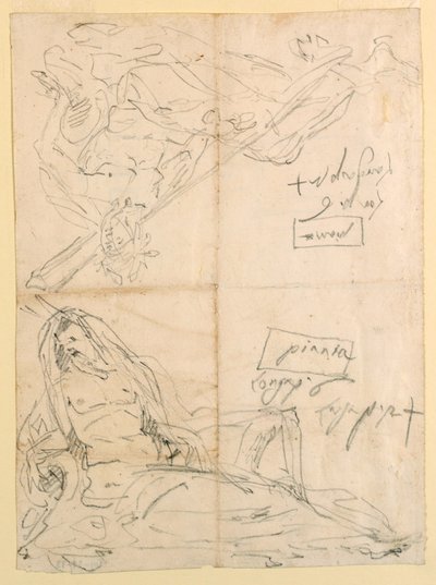Rajz, Két vázlat a folyami istenekről, 1750 körül. alkotó: Giovanni Battista Tiepolo