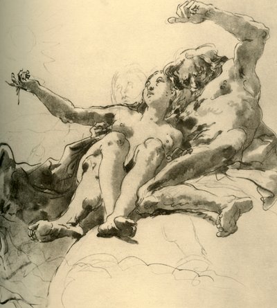 Idős férfi egy fiatal nő mellett, aki a Nap felé mutat, 18. század közepe, 1928 alkotó: Giovanni Battista Tiepolo