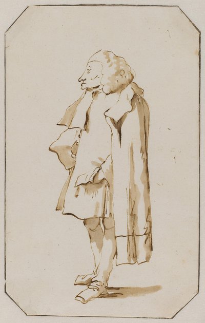 Karikatúra egy köpenyben álló férfiról alkotó: Giovanni Battista Tiepolo
