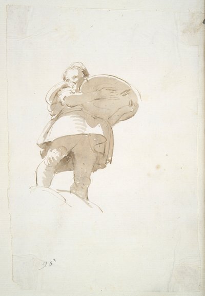 Tálcát hordozó férfialak alulról nézve alkotó: Giovanni Battista Tiepolo