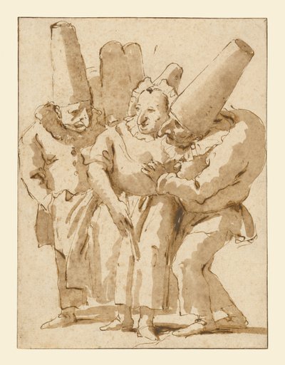 Punchinellos közeledik egy nőhöz alkotó: Giovanni Battista Tiepolo