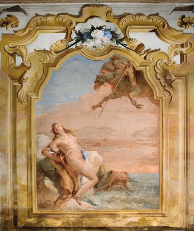 Ruggero kiszabadítja Angelicát Orlando Furioso szobájából a Palazzinában, 1757 alkotó: Giovanni Battista Tiepolo