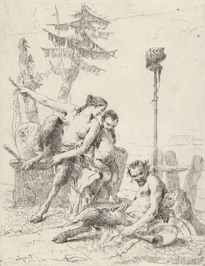 Satyr Family Pan és családja, a Scherziből, kb. 1743-50. alkotó: Giovanni Battista Tiepolo