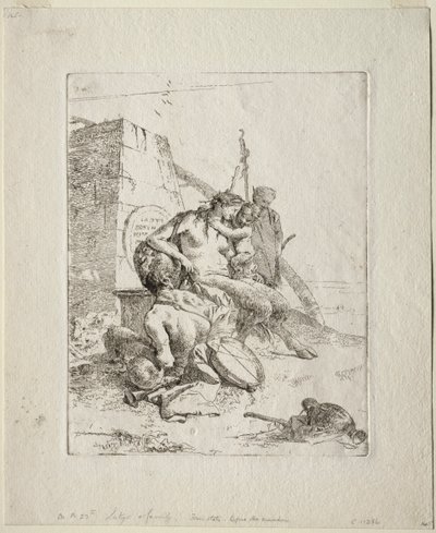 Scherzi di Fantasia: Szatír család az obeliszkszel alkotó: Giovanni Battista Tiepolo