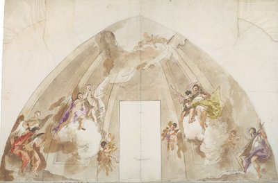 Éneklő és zenélő angyalok: Az udinei székesegyház mennyezetének előkészítő rajza alkotó: Giovanni Battista Tiepolo