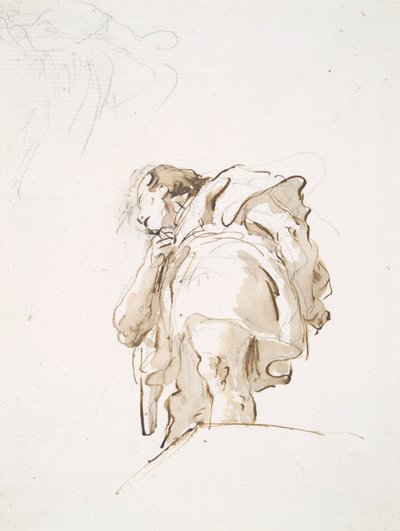 Álló férfialak alulról ferdén nézve alkotó: Giovanni-Battista Tiepolo