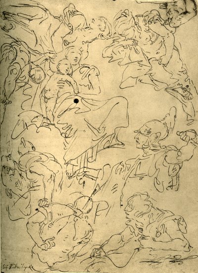 Tanulmányok egy Madonnának gyermekkel és angyalokkal, 18. század közepe, 1928 alkotó: Giovanni Battista Tiepolo