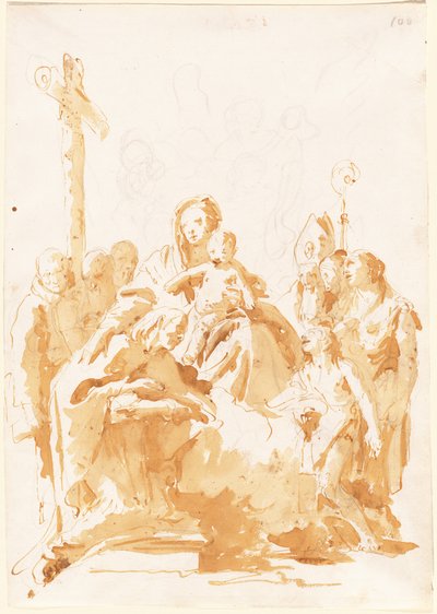 Die Jungfrau und das Kind, verehrt von Bischöfen, Mönchen und Frauen alkotó: Giovanni Battista Tiepolo
